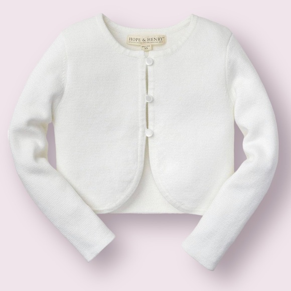 Hope & Henry - Dressy Cropped Cardigan Sweater - White - 18-24 months - Picture 1 of 5